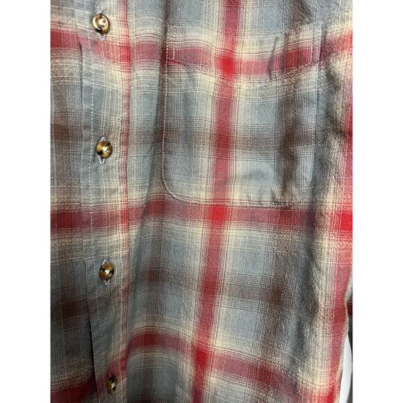 Pendleton Sir Pendleton Plaid Button Down Mens Medium Wool Flannel Red Grey - Picture 2 of 8